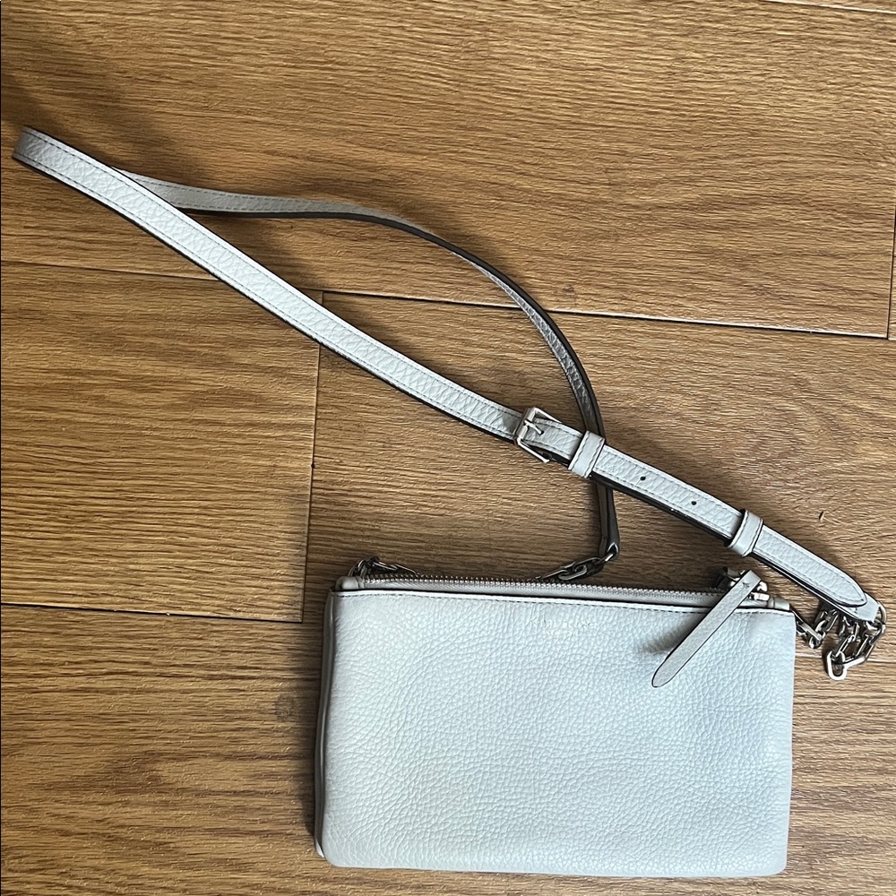 Elegant Henri Bendel Light Grey Leather Crossbody Bag